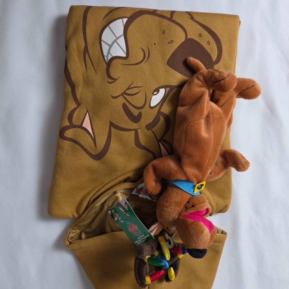 Scooby Doo Brown Pull-over Hoodie & Christmas stuffed Plush Youth 10 - 12